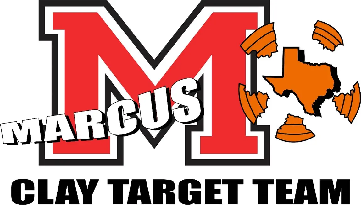 The Marcus Clay Target Team logo depicting the capital letter “M” in red next to a broken clay target